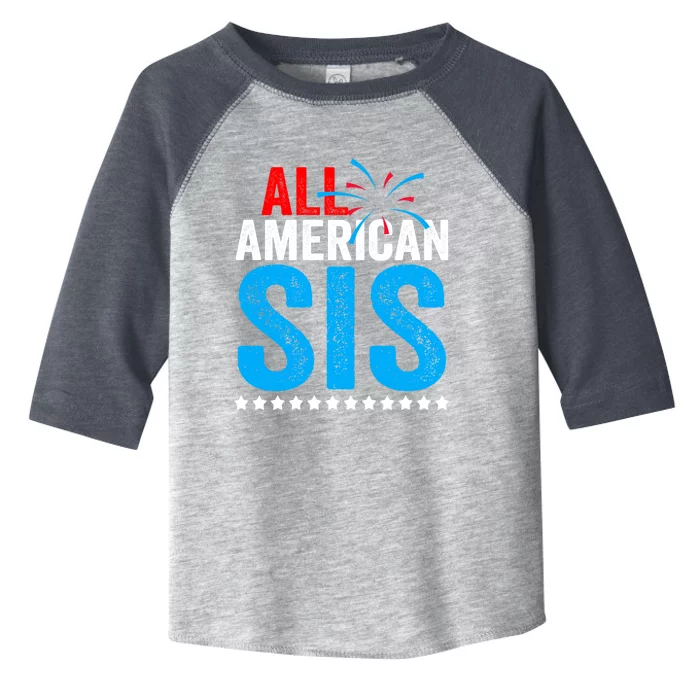 All American Sis Sister 4th Of July Usa Family Matching Gift Toddler Fine Jersey T-Shirt