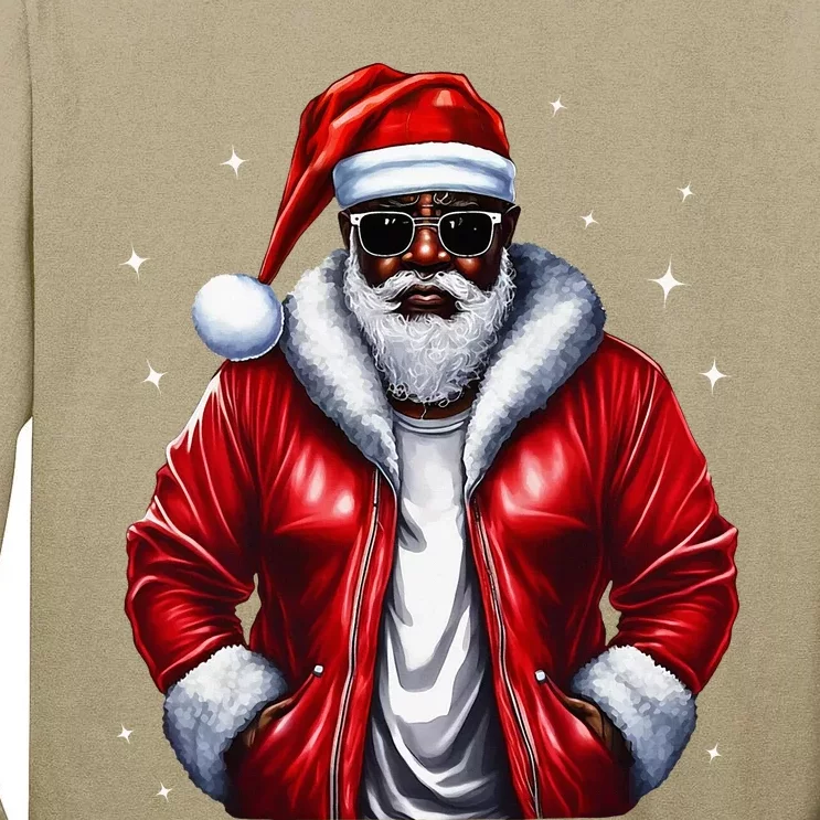 African American Santa Christmas Pajama Cool Black XMas Tall Long Sleeve T-Shirt