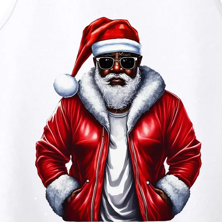 African American Santa Christmas Pajama Cool Black XMas Performance Tank