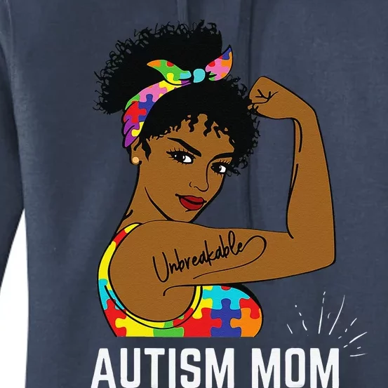 Autism Awareness Strong Mom Afro Mother Black Women Gift Women's Pullover Hoodie