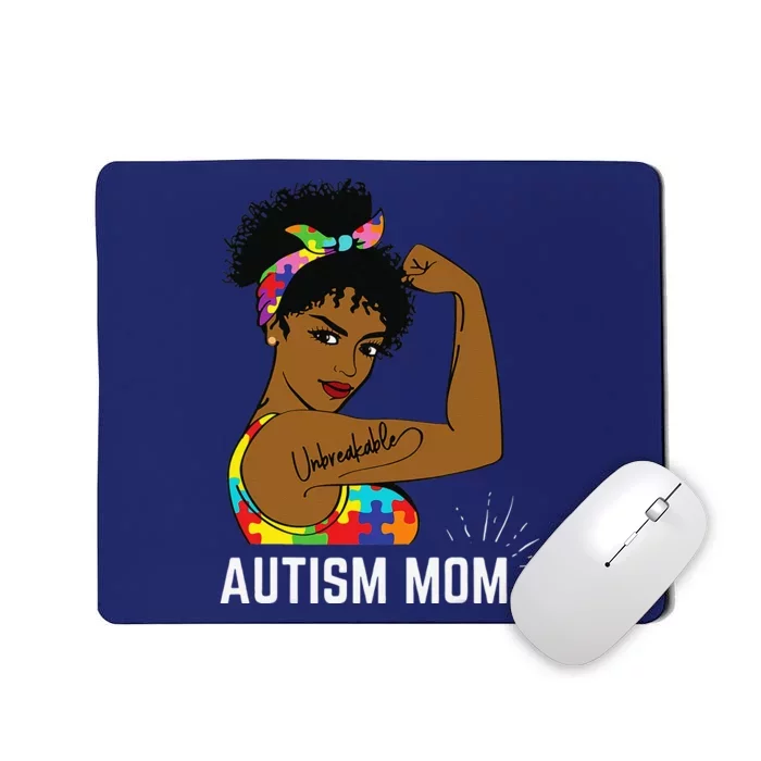 Autism Awareness Strong Mom Afro Mother Black Women Gift Mousepad