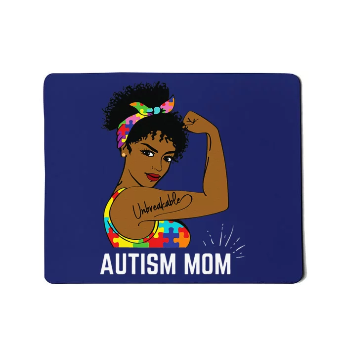 Autism Awareness Strong Mom Afro Mother Black Women Gift Mousepad