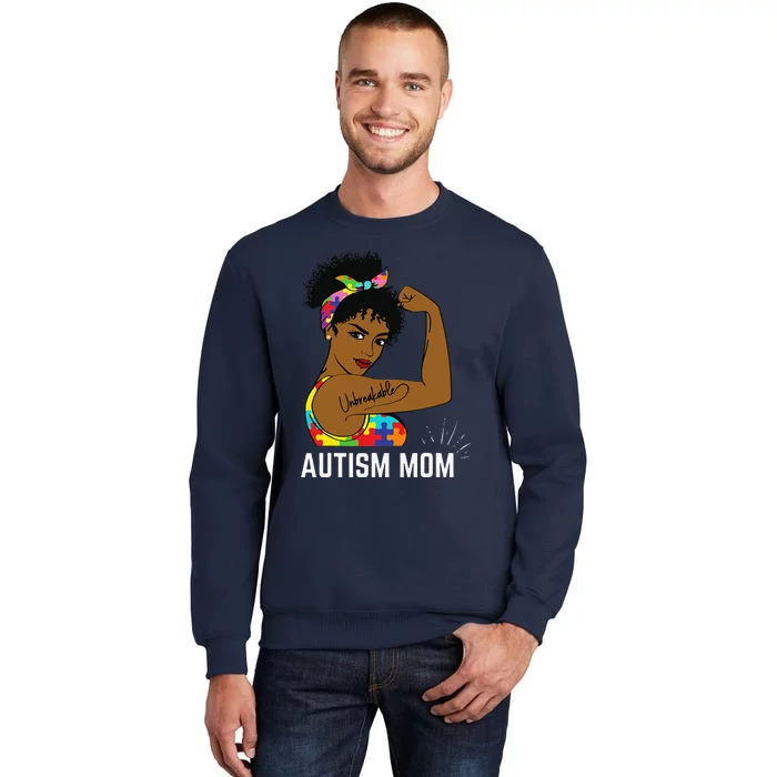 Autism Awareness Strong Mom Afro Mother Black Women Gift Tall Sweatshirt