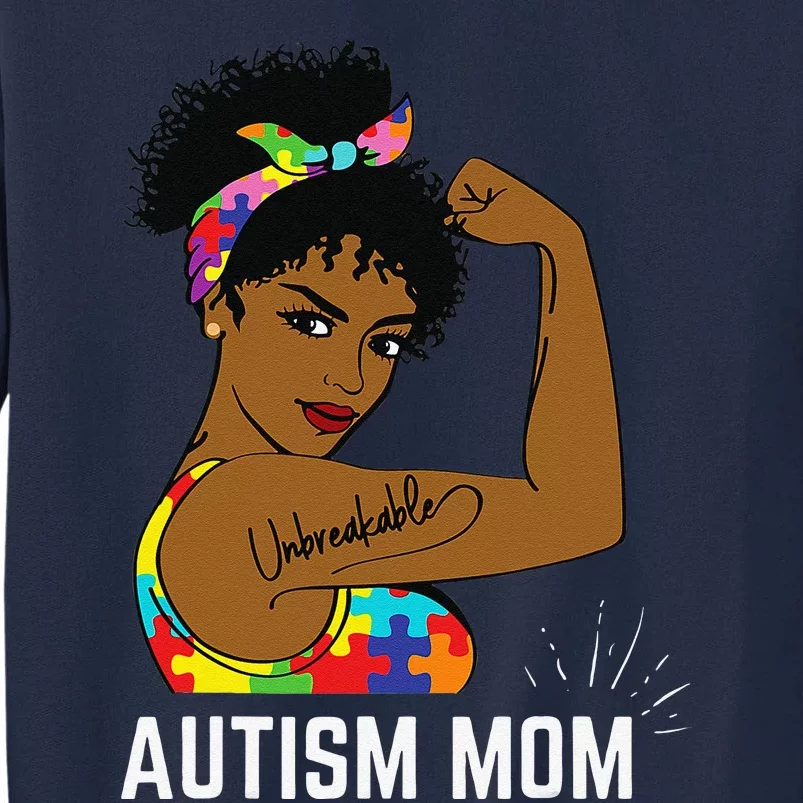 Autism Awareness Strong Mom Afro Mother Black Women Gift Tall Sweatshirt