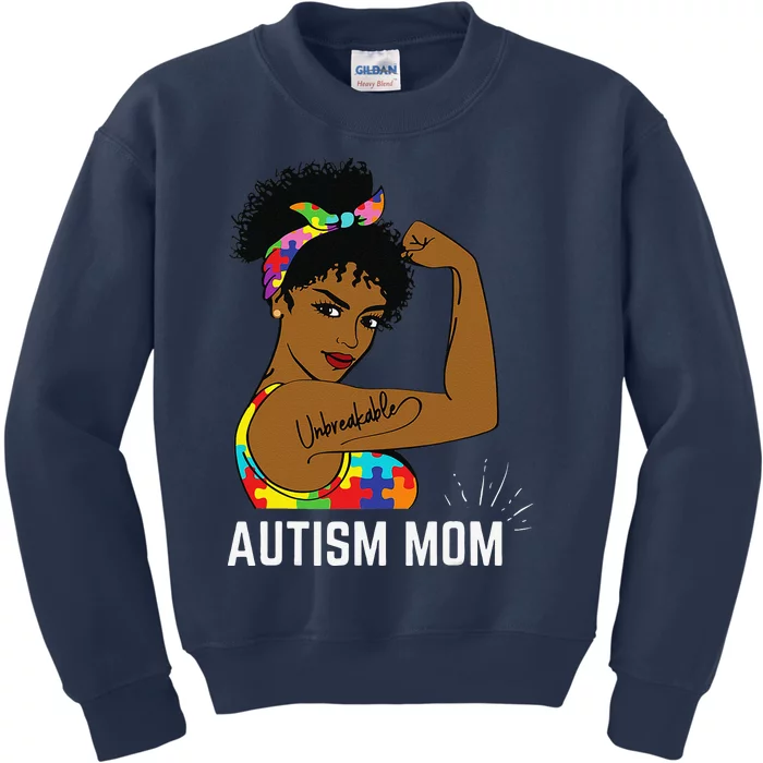 Autism Awareness Strong Mom Afro Mother Black Women Gift Kids Sweatshirt