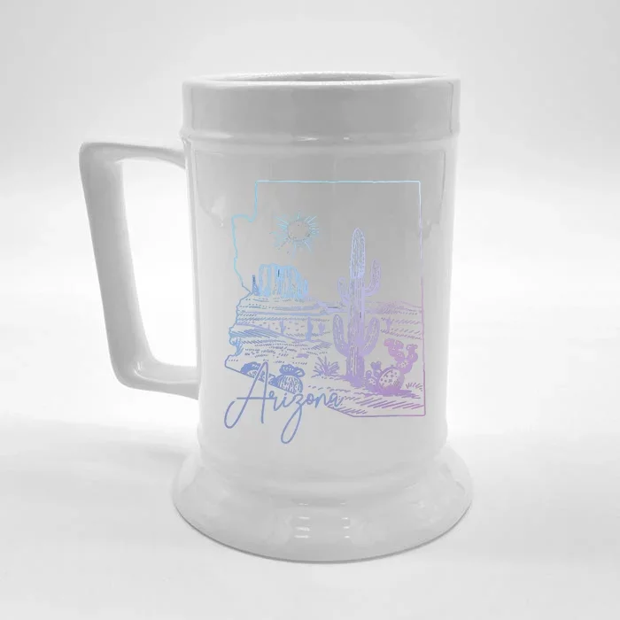 Arizona Az State Map Pride Cactus Vintage Front & Back Beer Stein