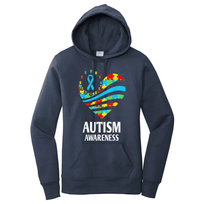 Autism Awareness Shirts Women Heart Support Autistic Month Women's Pullover Hoodie