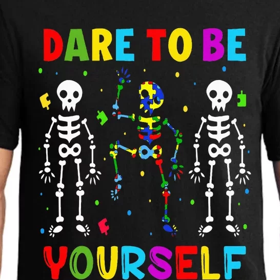 Autism Awareness Skeleton Dabbing Dare To Be Yourself Pajama Set