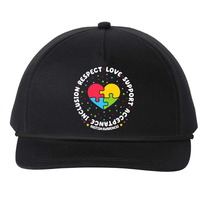 Autism Awareness Support Puzzle Heart Snapback Five-Panel Rope Hat