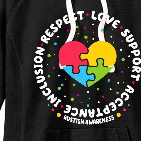 Autism Awareness Support Puzzle Heart Women's Fleece Hoodie