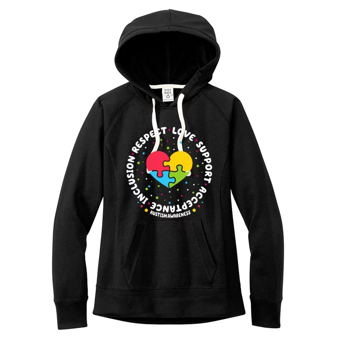 Autism Awareness Support Puzzle Heart Women's Fleece Hoodie