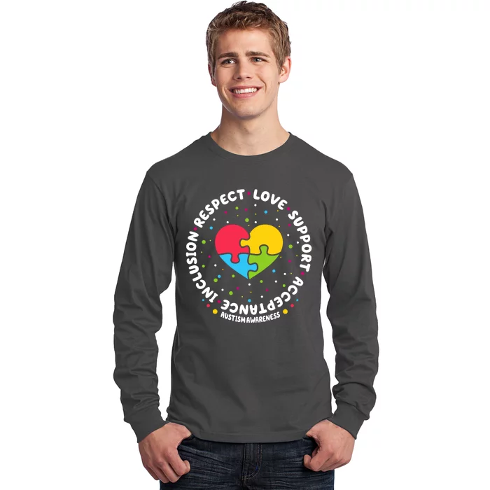 Autism Awareness Support Puzzle Heart Long Sleeve Shirt