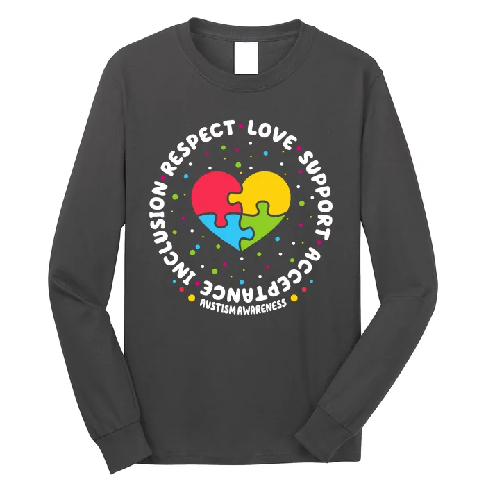 Autism Awareness Support Puzzle Heart Long Sleeve Shirt