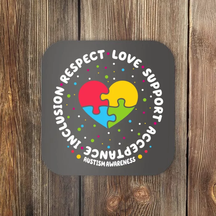 Autism Awareness Support Puzzle Heart Coaster