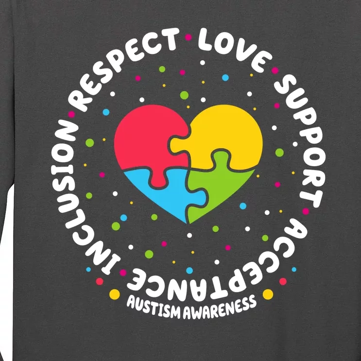 Autism Awareness Support Puzzle Heart Tall Long Sleeve T-Shirt