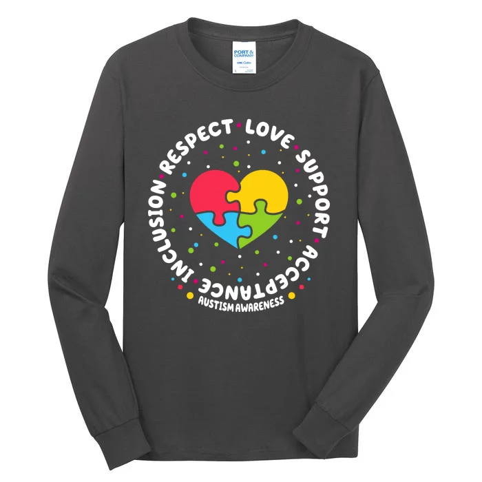 Autism Awareness Support Puzzle Heart Tall Long Sleeve T-Shirt