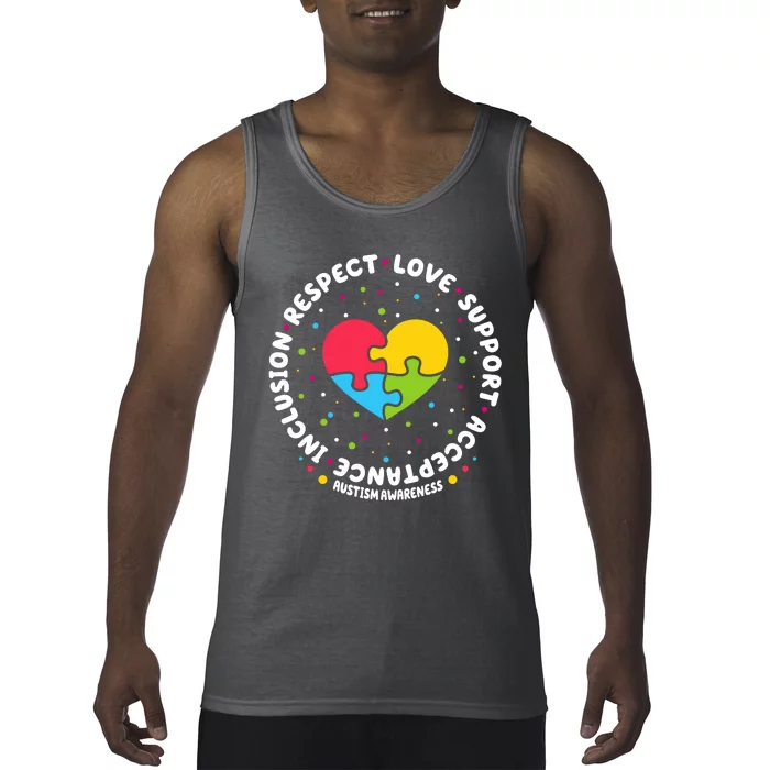 Autism Awareness Support Puzzle Heart Tank Top