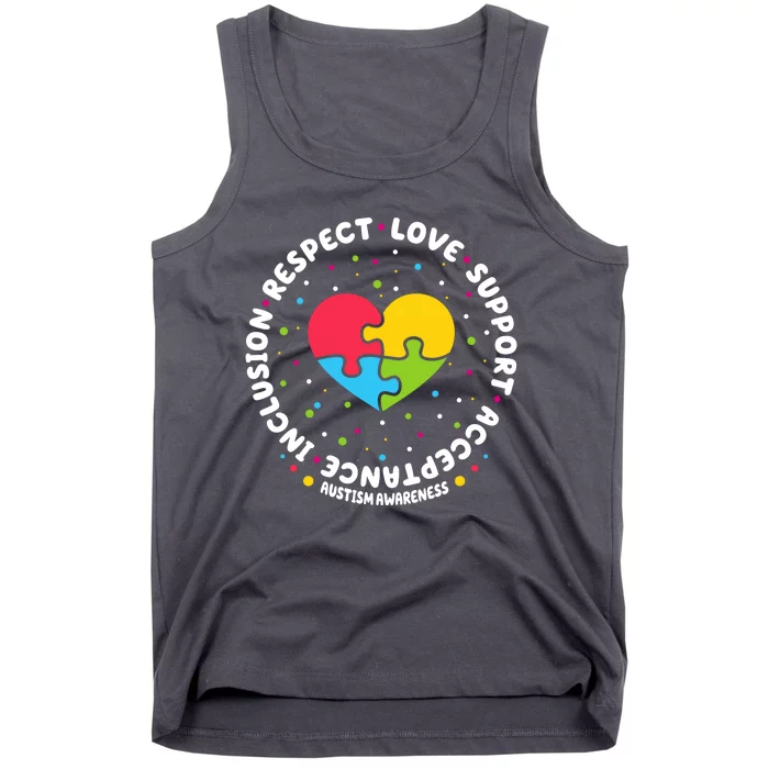 Autism Awareness Support Puzzle Heart Tank Top