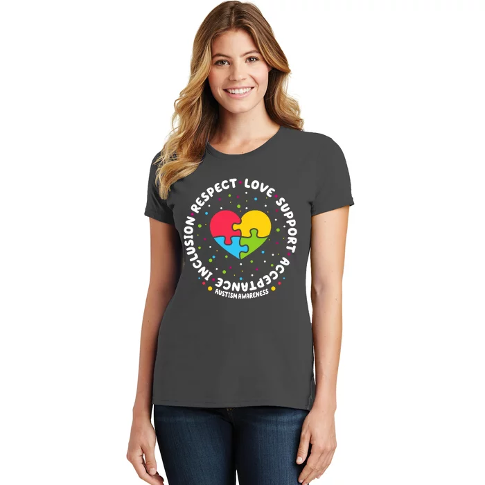 Autism Awareness Support Puzzle Heart Women's T-Shirt