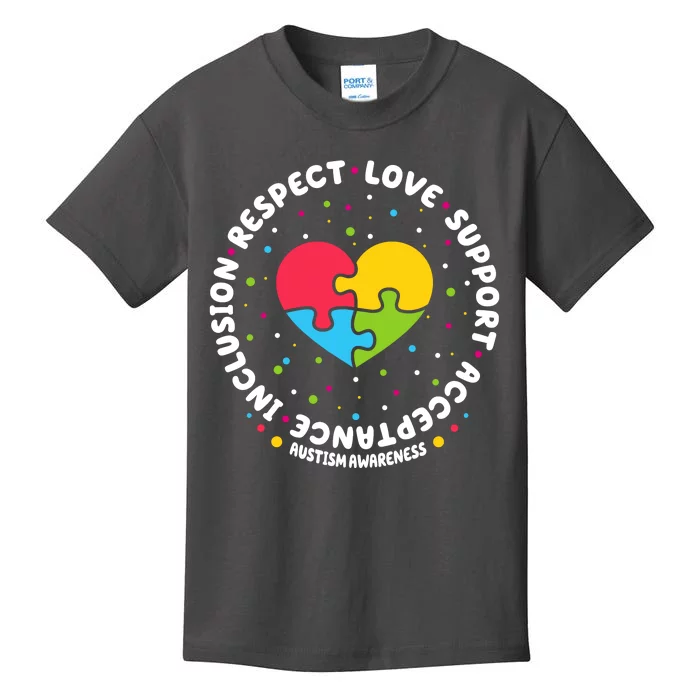 Autism Awareness Support Puzzle Heart Kids T-Shirt