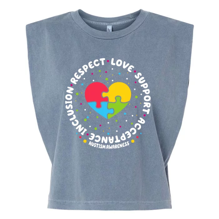 Autism Awareness Support Puzzle Heart Garment-Dyed Women's Muscle Tee