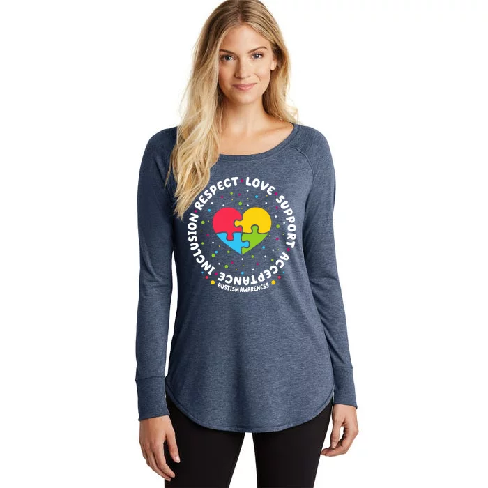 Autism Awareness Support Puzzle Heart Women's Perfect Tri Tunic Long Sleeve Shirt