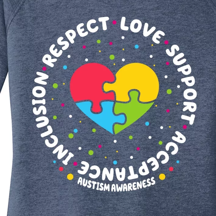 Autism Awareness Support Puzzle Heart Women's Perfect Tri Tunic Long Sleeve Shirt