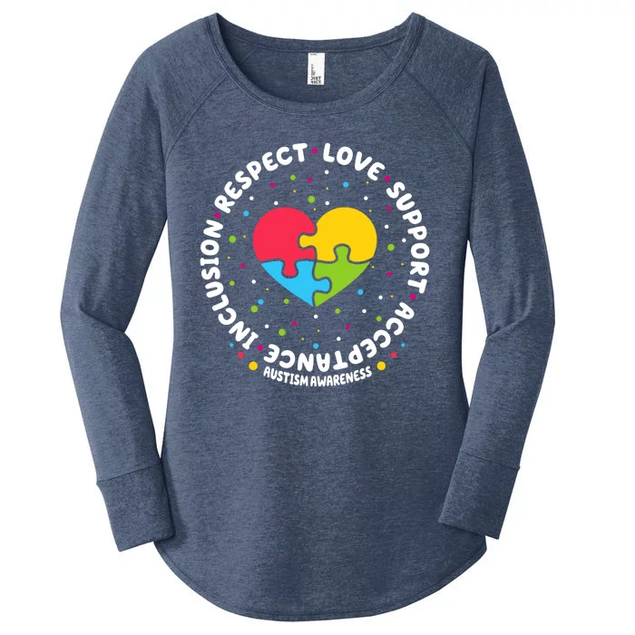 Autism Awareness Support Puzzle Heart Women's Perfect Tri Tunic Long Sleeve Shirt