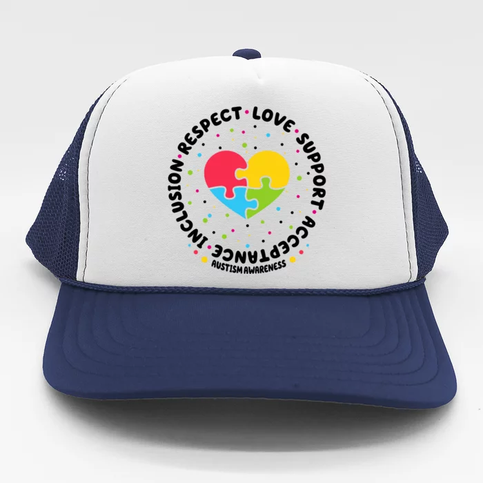 Autism Awareness Support Puzzle Heart Trucker Hat