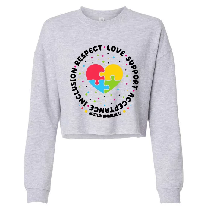 Autism Awareness Support Puzzle Heart Cropped Pullover Crew