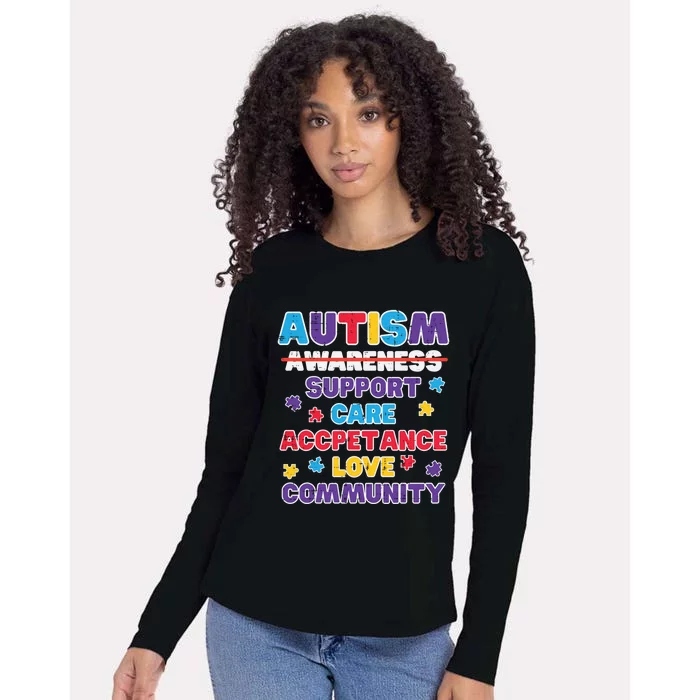 Autism Awareness Support Care Acceptance Gift Womens Cotton Relaxed Long Sleeve T-Shirt