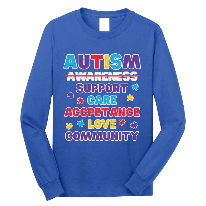 Autism Awareness Support Care Acceptance Gift Long Sleeve Shirt