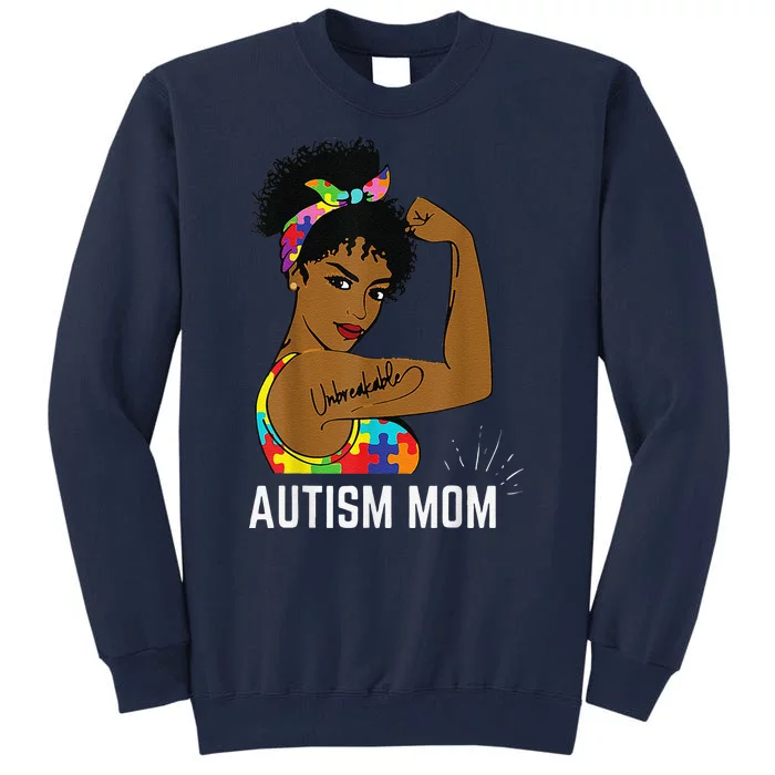 Autism Awareness Strong Mom Afro Mother Black Women Gift Tall Sweatshirt