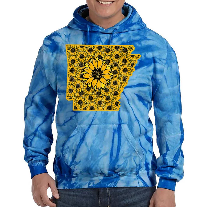 Arkansas America Summer Sunflower Flower Floral Art Nature Gift Tie Dye Hoodie