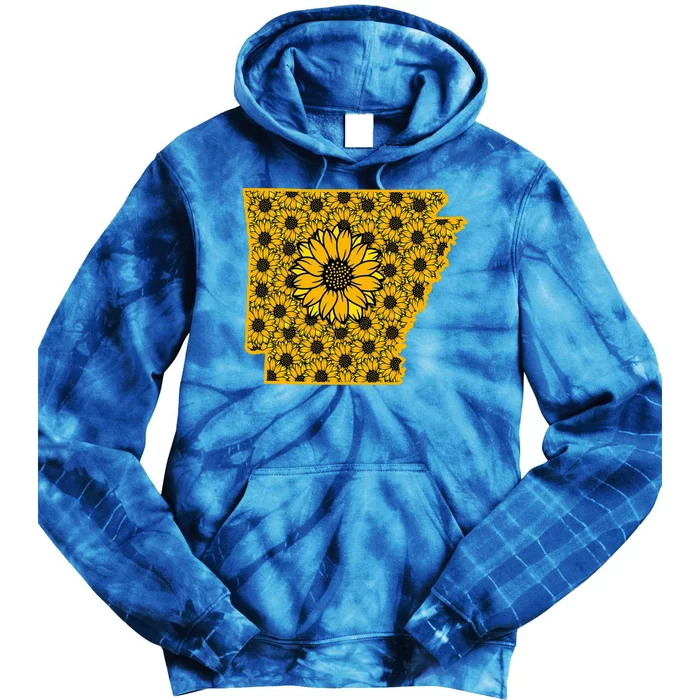 Arkansas America Summer Sunflower Flower Floral Art Nature Gift Tie Dye Hoodie