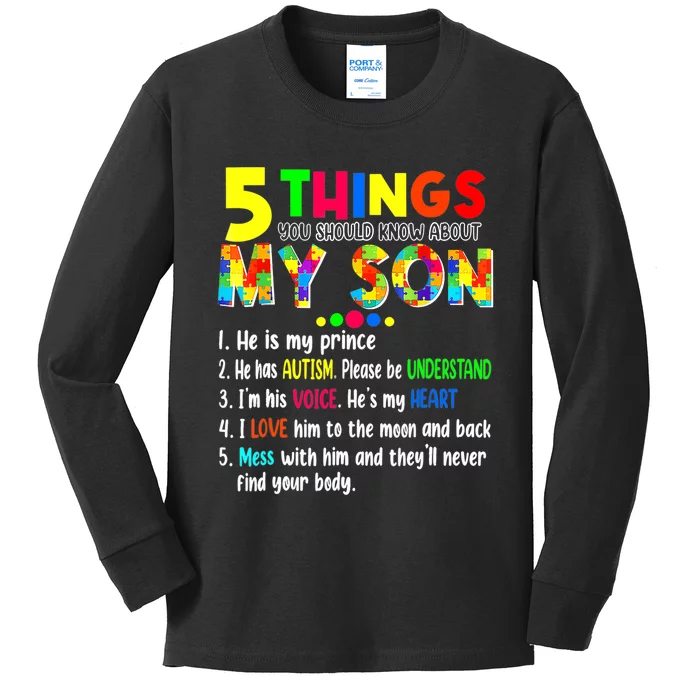 Autism Awareness Support Autism Son For Mom Dad Kids Long Sleeve Shirt