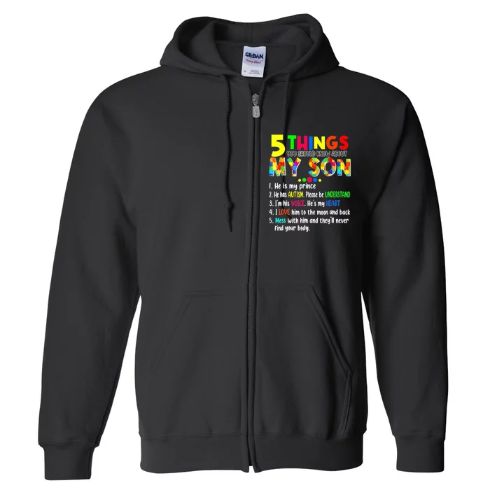 Autism Awareness Support Autism Son For Mom Dad Full Zip Hoodie