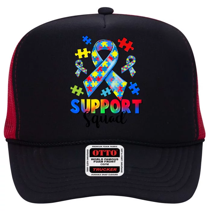 Autism Awareness Support Squad High Crown Mesh Trucker Hat