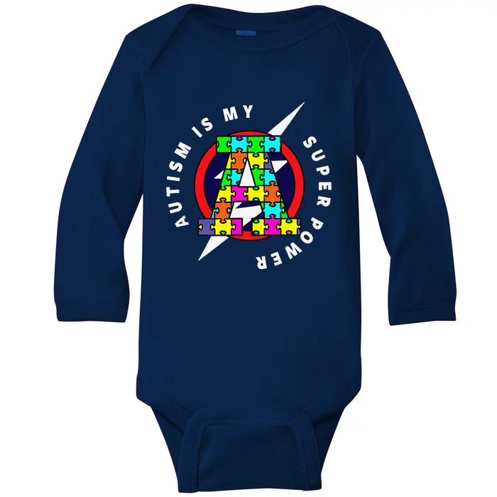 AUTISM, AUTISM SUPERHERO, AUTISM SUPERPOWER Baby Long Sleeve Bodysuit