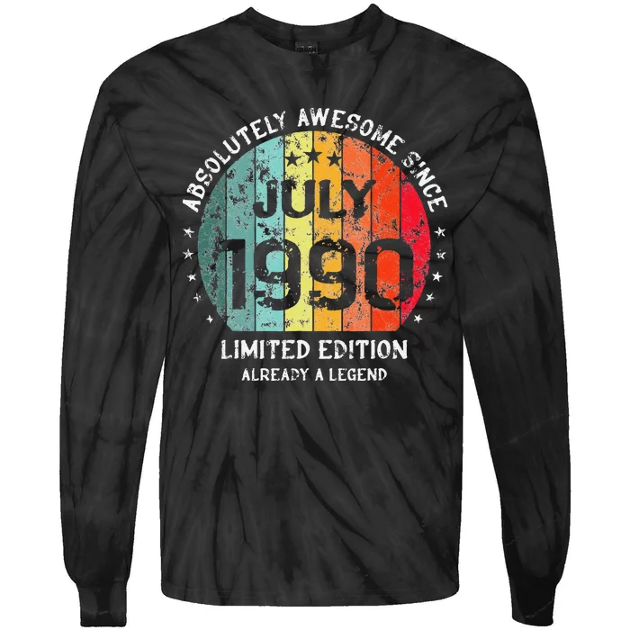 Absolutely Awesome Since July 1990 Man Woman Birthday Tie-Dye Long Sleeve Shirt