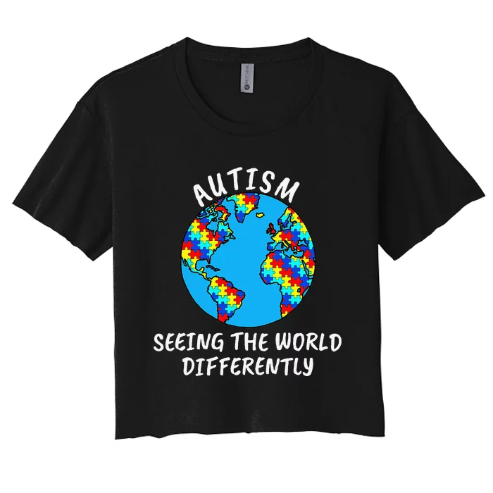 Autism Awareness See World Differently Women's Crop Top Tee