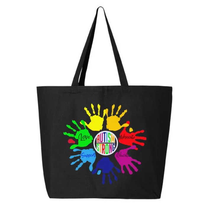 Autism Awareness Sign Language Hand Puzzle Support 25L Jumbo Tote