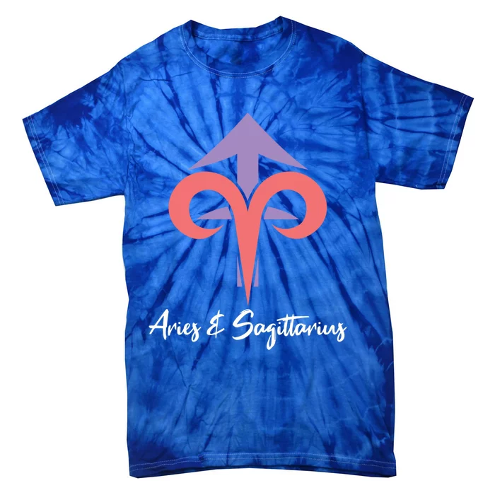 Aries And Sagittarius Couple Zodiac Relationship Horoscope Gift Tie-Dye T-Shirt