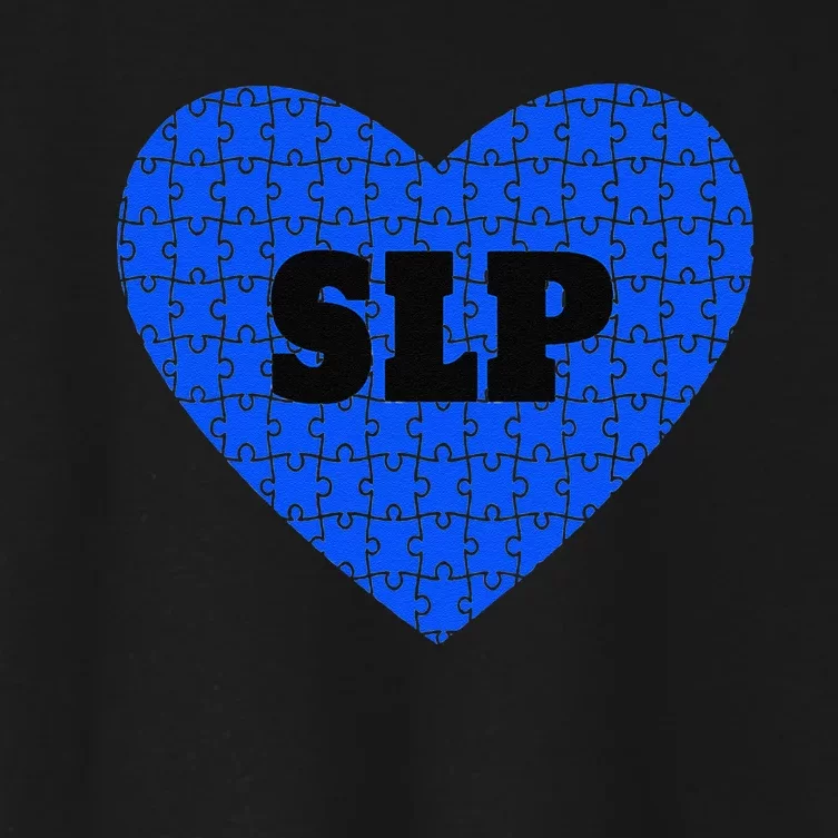 Autism Awareness SLP Heart Puzzle Graphic Women's Crop Top Tee