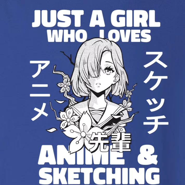 Anime And Sketching Just A Who Loves Anime Cute Gift Toddler Long Sleeve Shirt