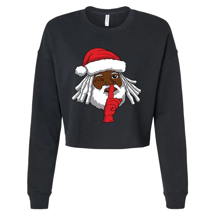 African American Santa Claus Christmas Party Decor Cropped Pullover Crew