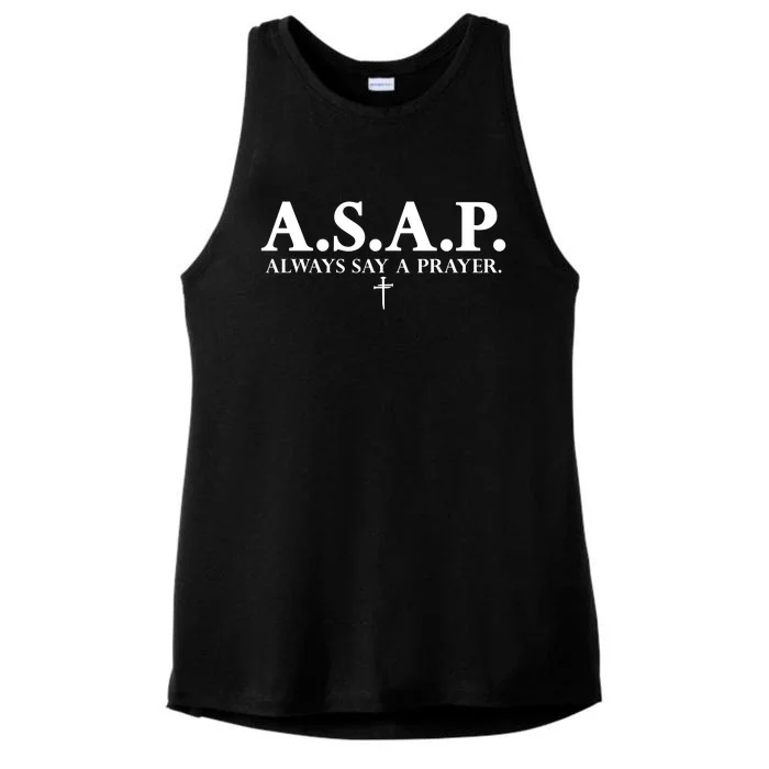 Asap Always Say A Prayer 3 Nails Cross Jesus Christ Christian Catholic Ladies Tri-Blend Wicking Tank