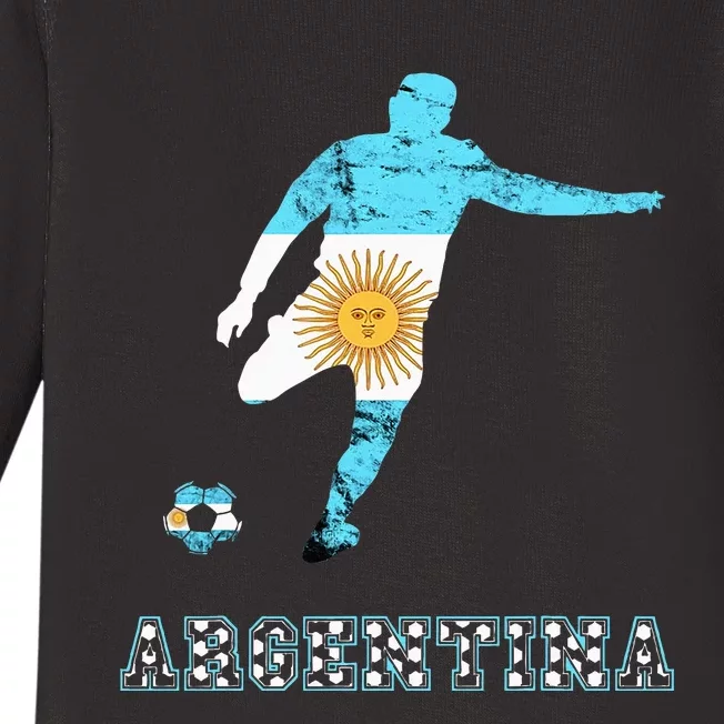 Argentina Argentina Soccer Player Sun Of May Argentina Flag Baby Long Sleeve Bodysuit