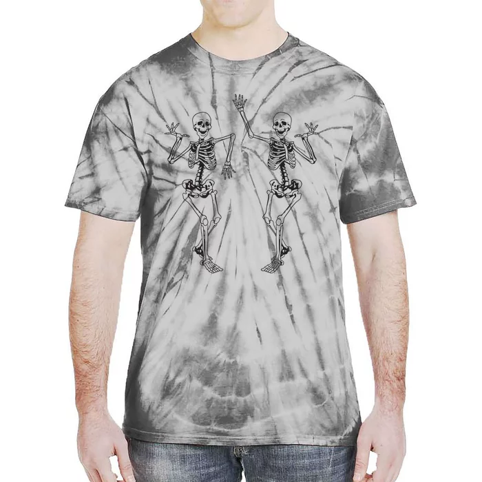 Alt Aesthetic Skeleton Dancing Dark Goth Halloween Skeletons Tie-Dye T-Shirt