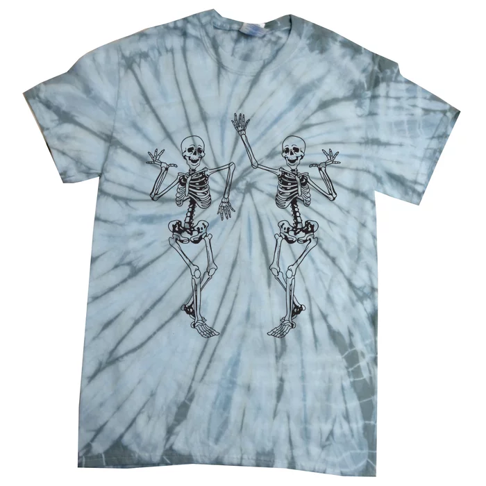 Alt Aesthetic Skeleton Dancing Dark Goth Halloween Skeletons Tie-Dye T-Shirt